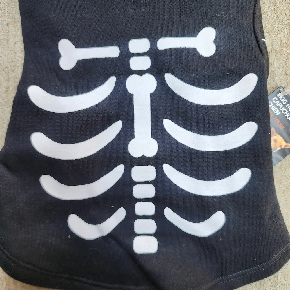 NWT Party Dog Pet Skeleton Halloween Costume Cosplay Hooded Bones Size Small New